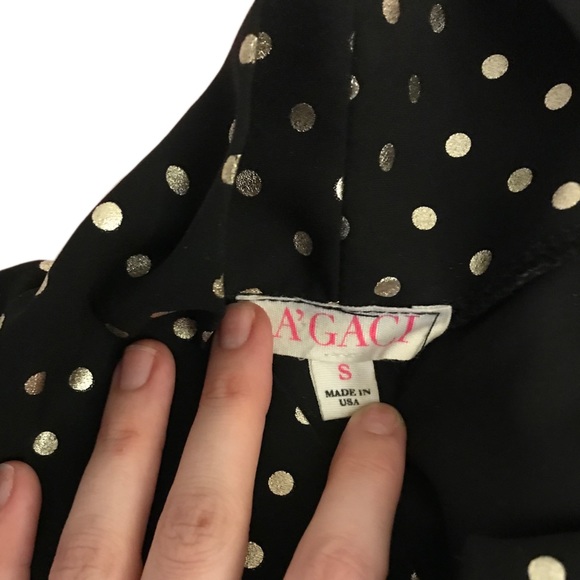 Black and Gold Tie-neck Blouse - Picture 4 of 5